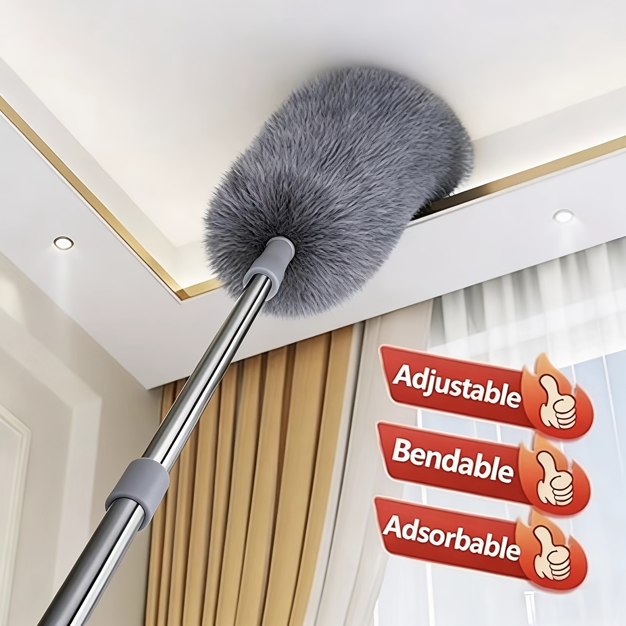 1pc Telescopic Microfiber Dusting Duster, Scratch-Resistant with Bendable…