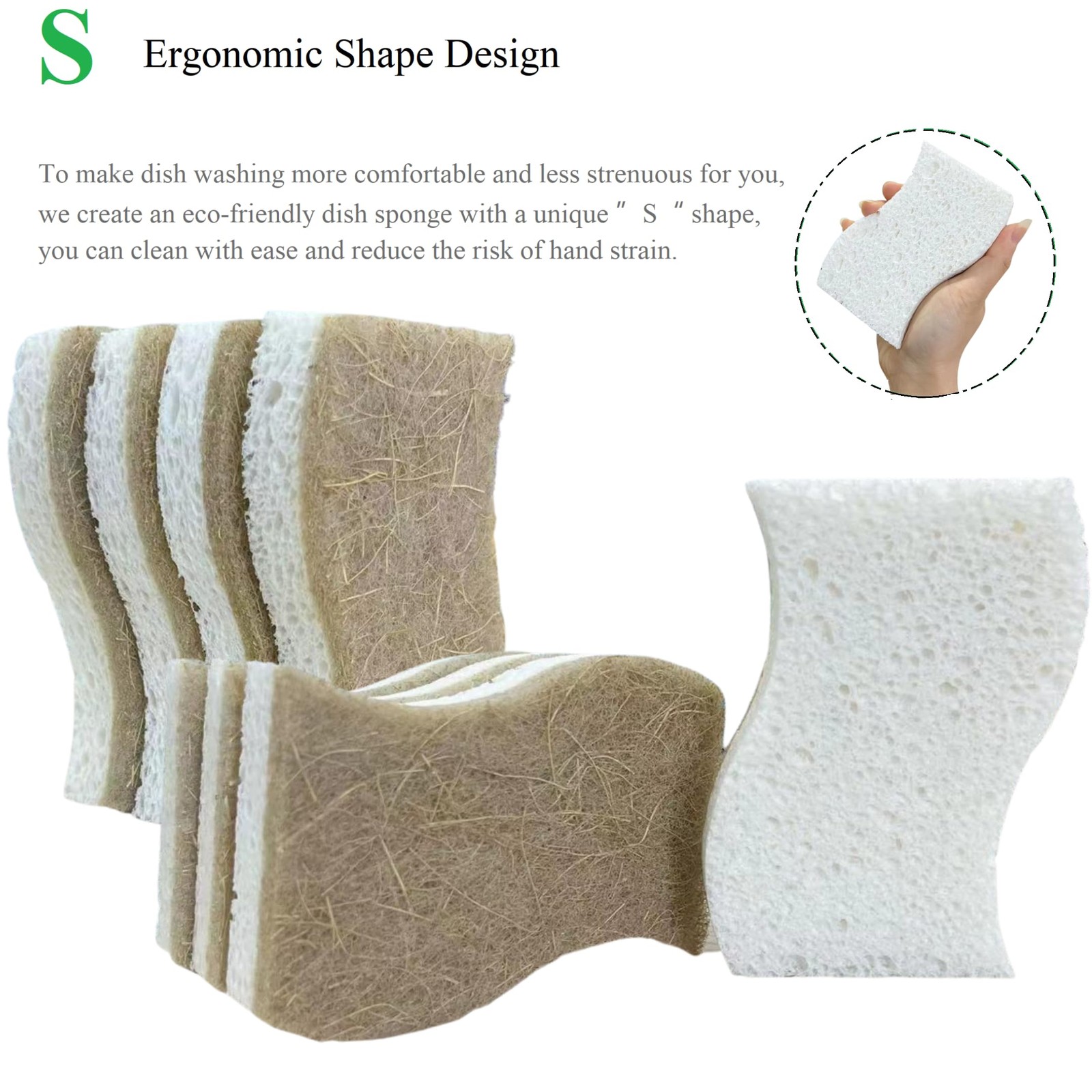 Eco Friendly Biodegradable Kitchen Sponges 12 Pack – Natural Compostable Cell…