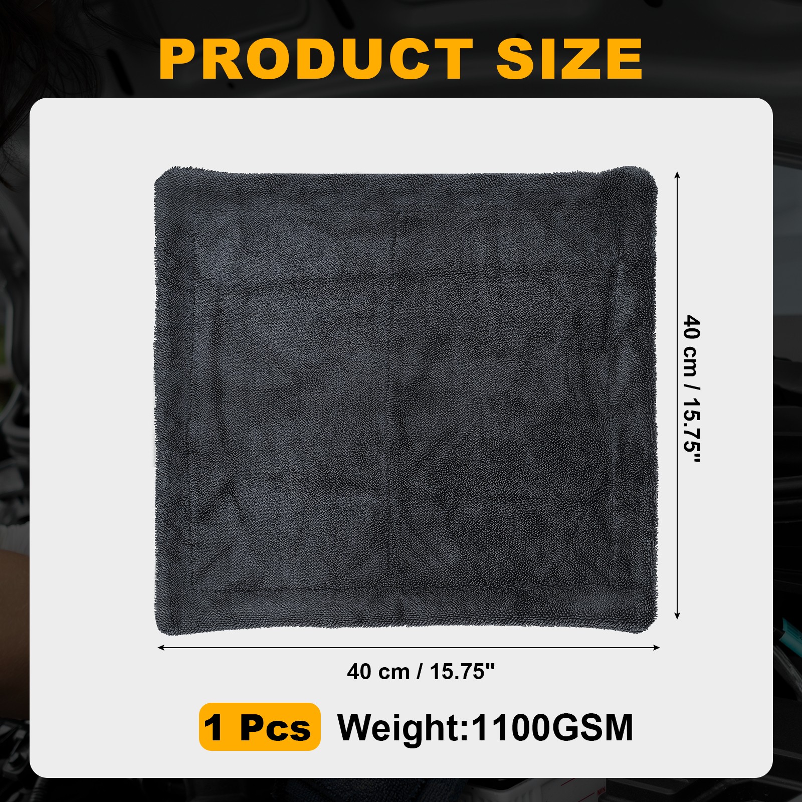 16 x 16 Inch Double Layer Car Microfiber Towels, Grey(1100GSM)