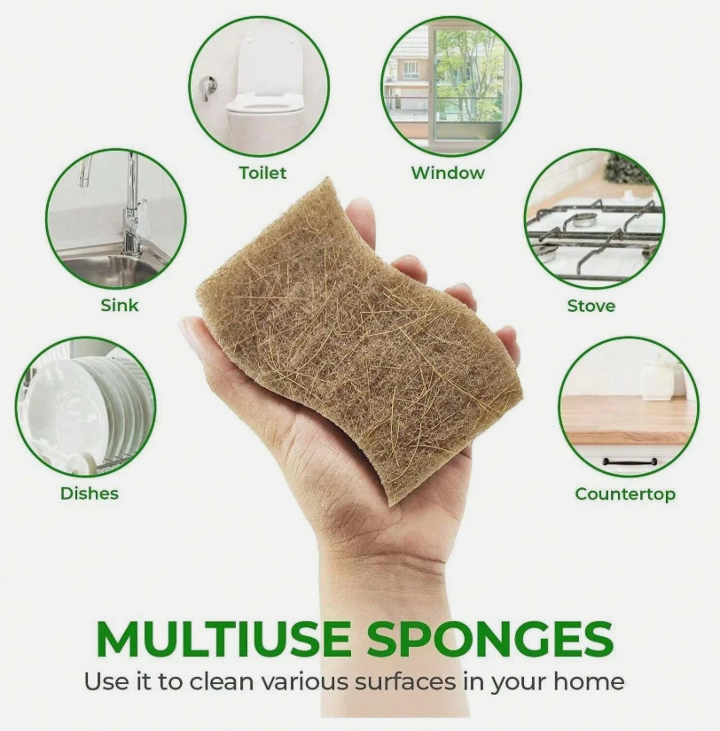 1-12pcs Kitchen Sponge Natural Biodegradable Eco Friendly Sponges for Kitchen