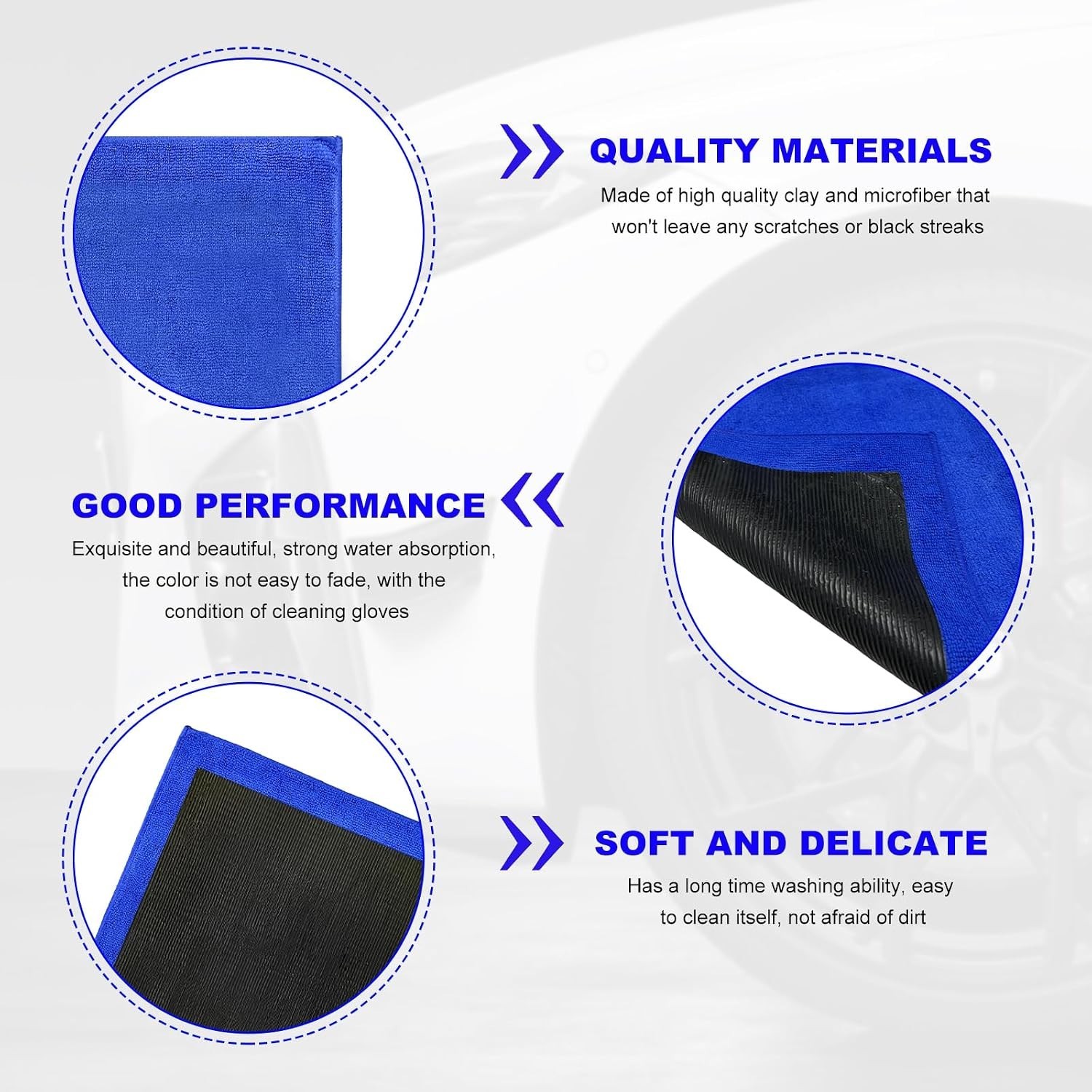 2PCS Clay Towel 12×12 Fine Grade Microfiber Auto Detailing Cloth Paint Care