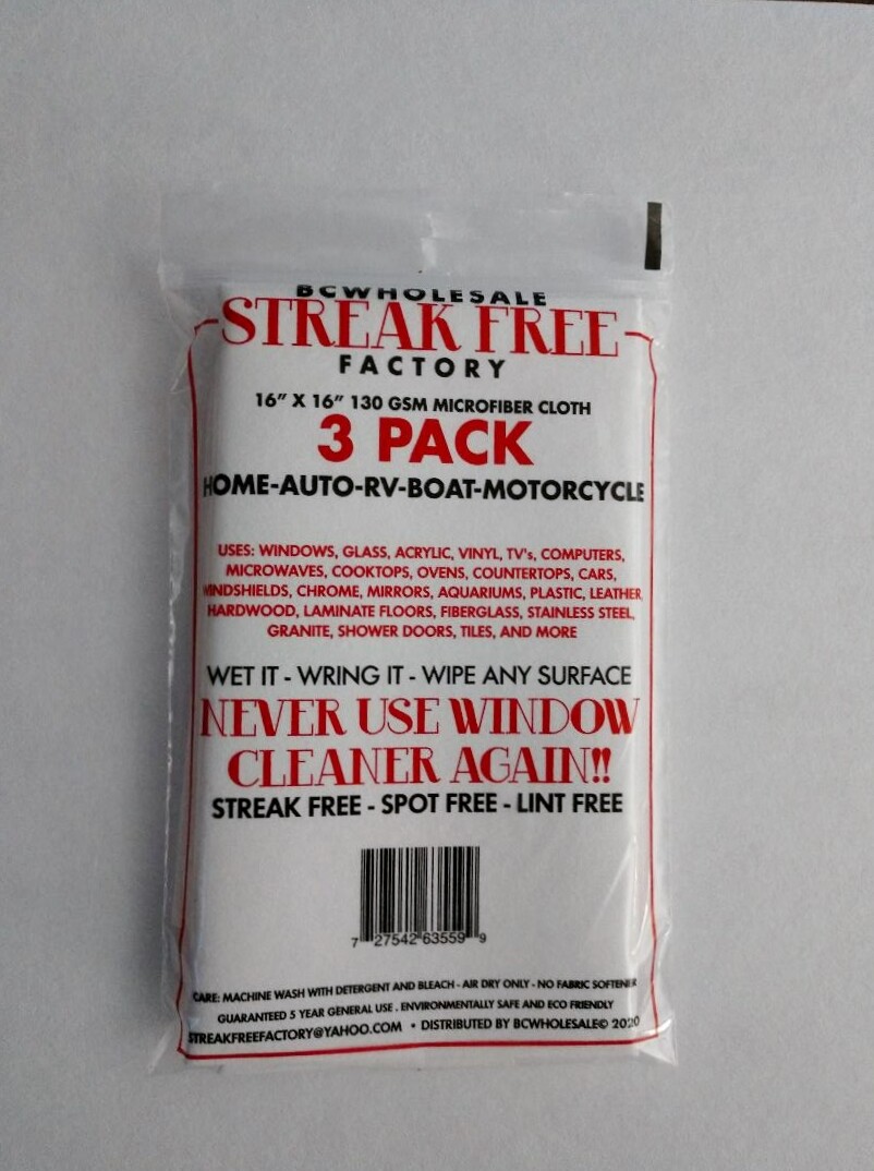 Streak Free Factory Microfiber Cleaning Cloth 16 x 16 inch White