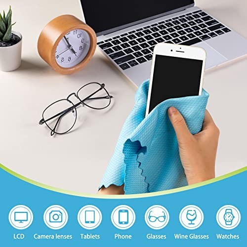 Microfiber Glass Cleaning Cloth, 8PK, Premium Microfiber 12″×12″ Multicolor
