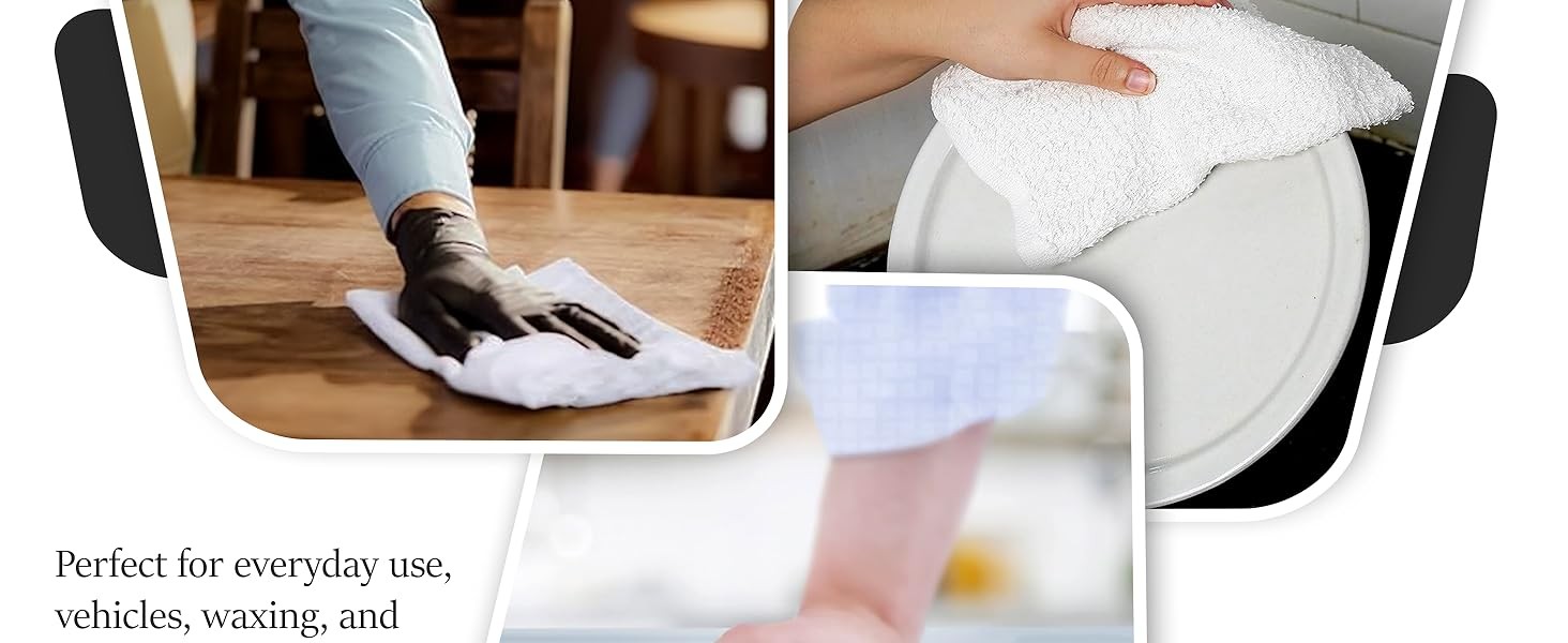 Terry Bar Mop Towels – 60 Pack (14″x17″) White Cotton Terry Cloths, Super