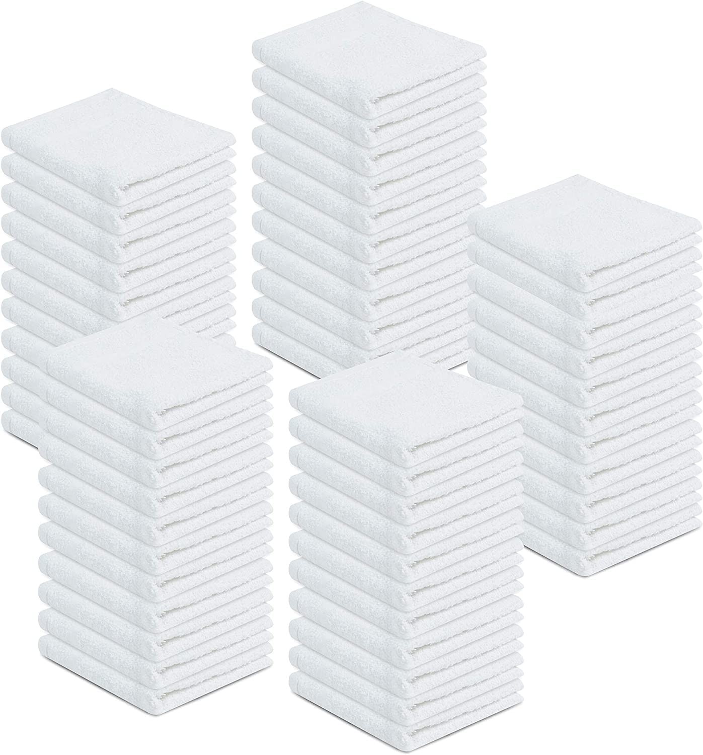100% Cotton Terry Towels Cleaning Cloths Pack of 100 (12 x 12 Inches) White C…
