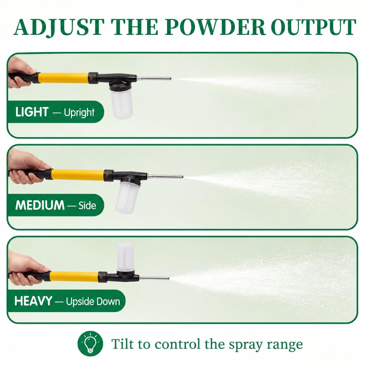 Diatomaceous Earth Powder Duster, Adjustable Long Reach Garden Dust Yellow