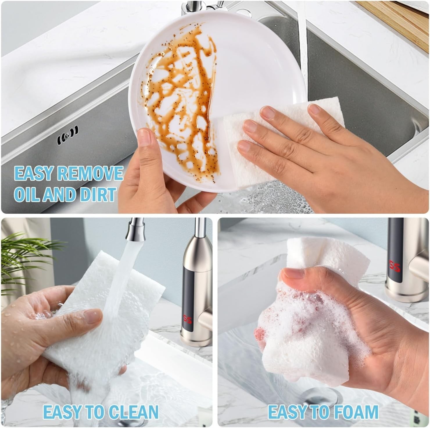 White Sponges Kitchen 10 Pack Natural Compressed Cellulose Sponges for Dishes…