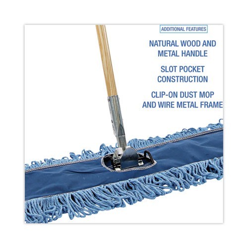 Boardwalk Dry Mopping Kit, 36 x 5 Blue Blended Synthetic Head, 60″ Wood/Metal