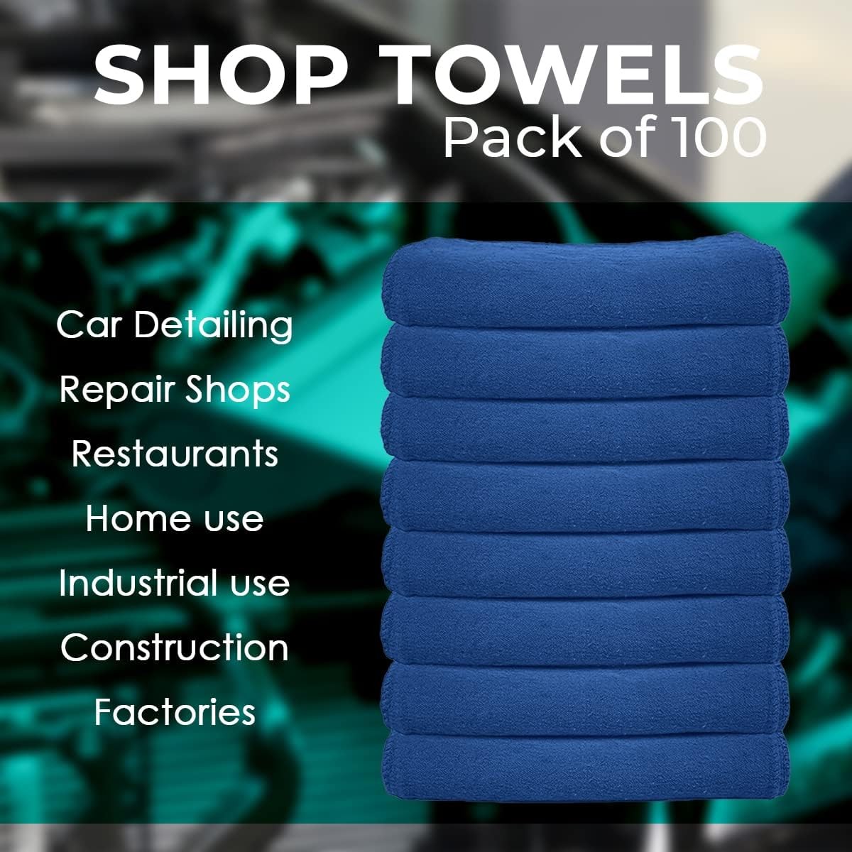 Cotton Shop Rags – (Pack of 100) Size 12×14 Inches Cleaning Rags – Absorbent Sho