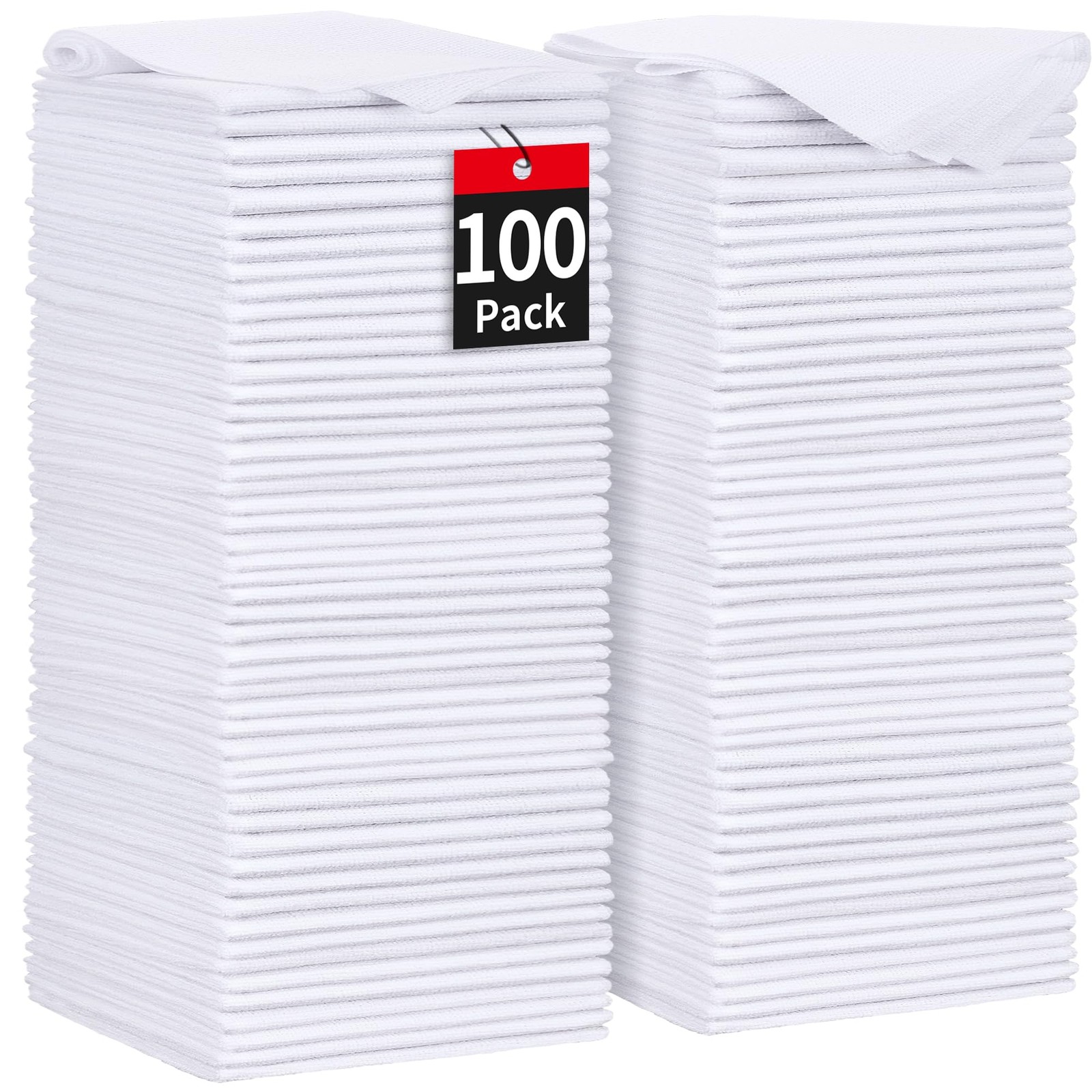 HOMERHYME White Microfiber Cleaning Cloths, 100 Pack Shop Towels Rags, Bulk A…