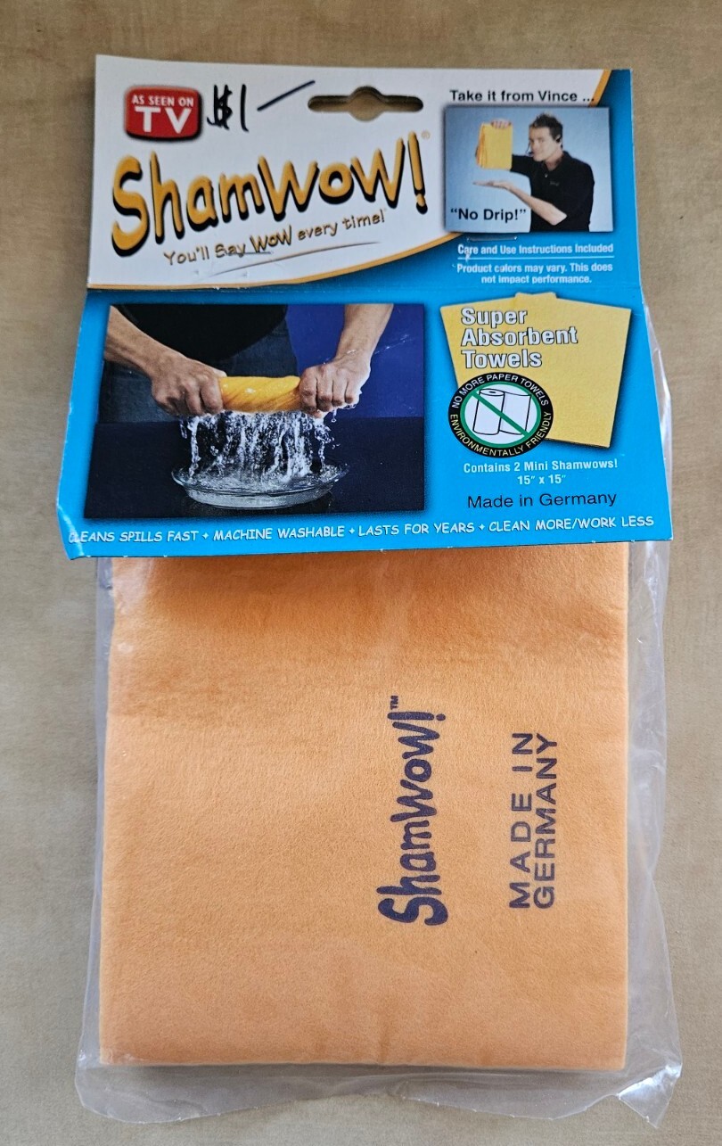 Vtg 2008 Original SHAMWOW Super Absorbent Towels Germany TV Movie Prop Box New