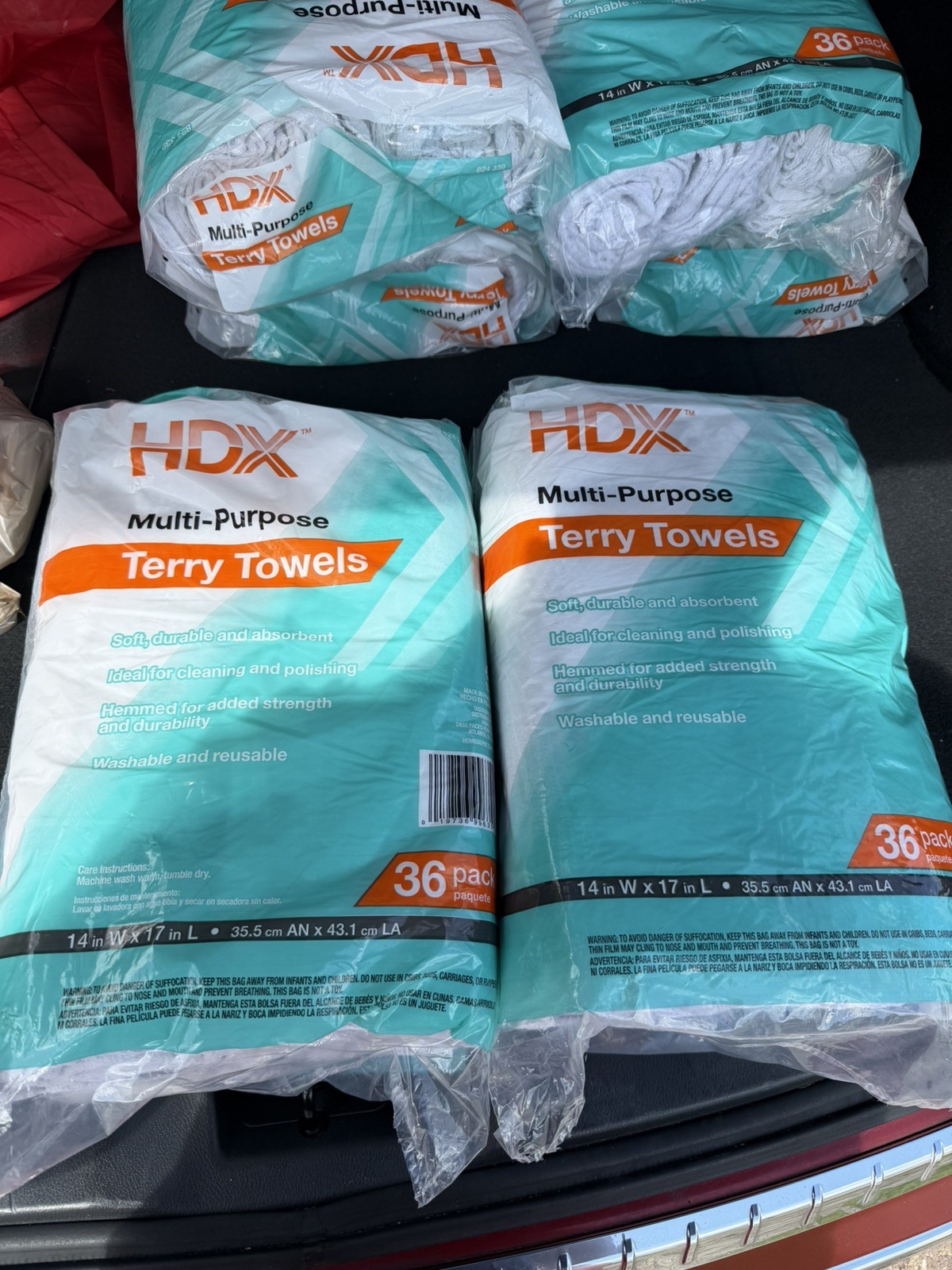 (2 pack) HDX Multi-Purpose Terry Towels 14” x 17” 72 Pack Home, Auto & Shop