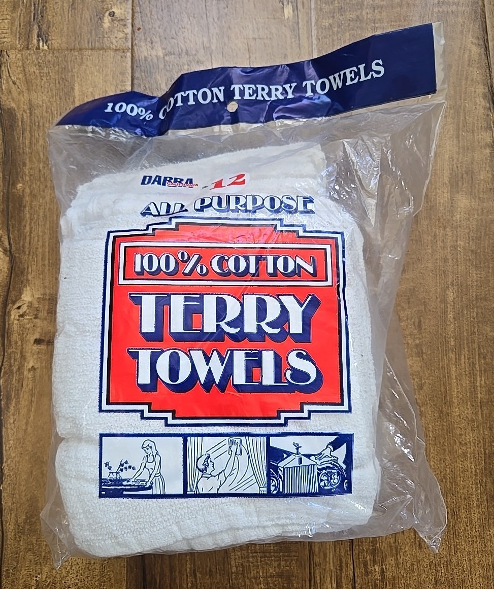 DARRA Terry Towels-White 14×17 All-Purpose 100% Cotton 12 PACK