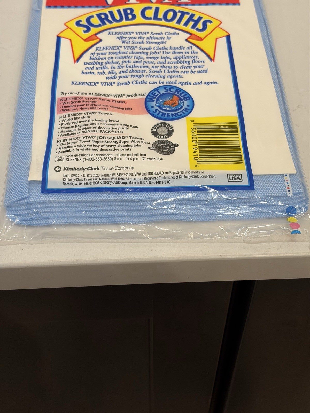 Kleenex VIVA Reusable Scrub Cloths 6 Pack – 1996 NOS Made In USA