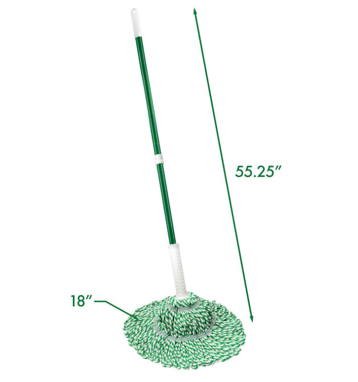 Tornado Twist Mop Cotton Blend Head Steel Handle Green White NEW