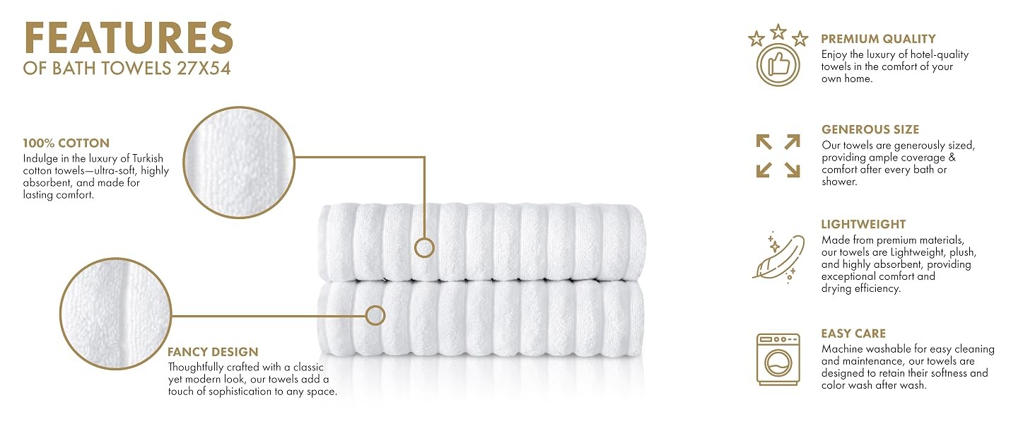 CTT Luxury 6 Piece Towel Set, 100% Turkish Cotton, Quick Drying, Highly