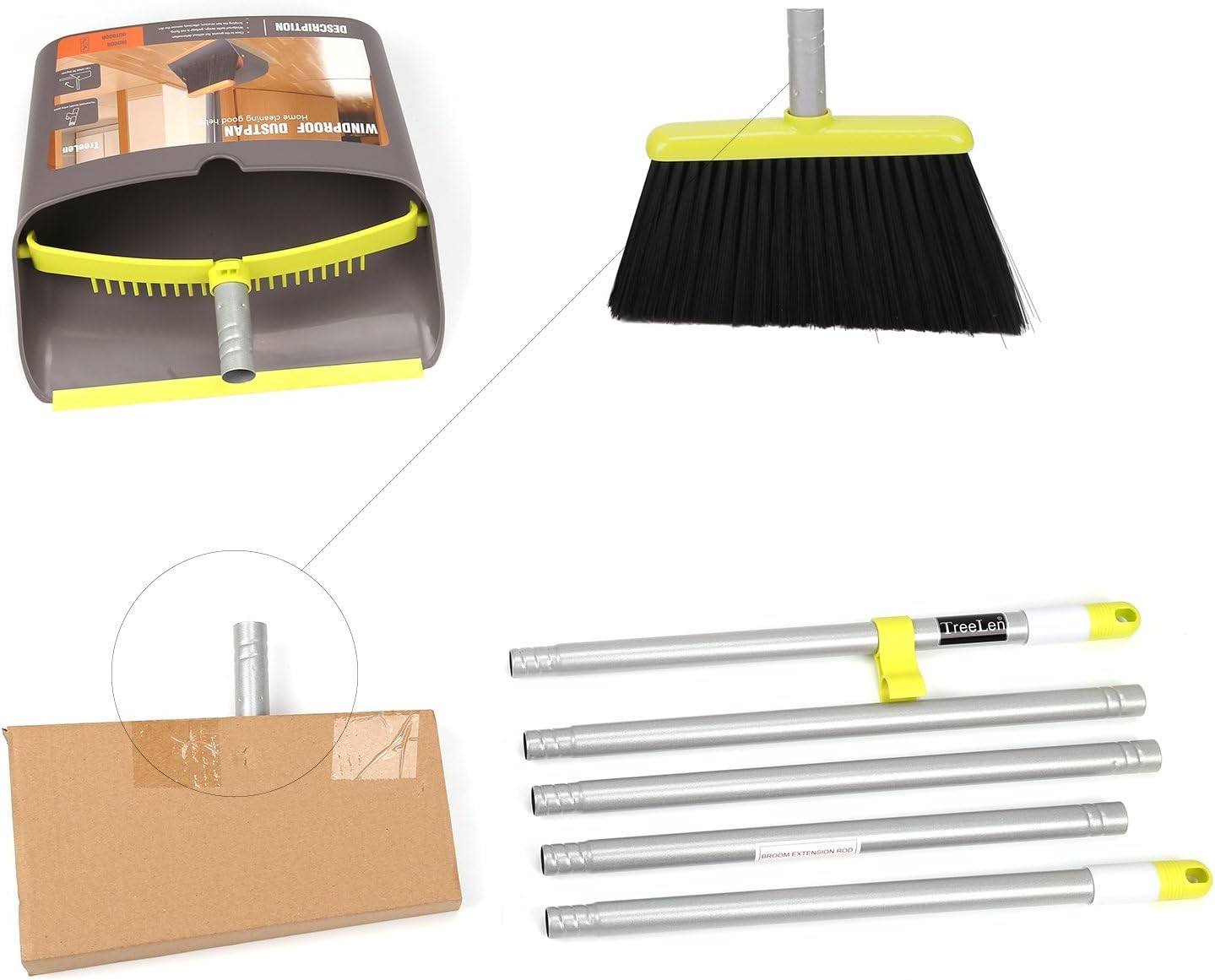 TreeLen Broom and Dustpan Set, TreeLen Broom with Dust Pan with Long Handle C…