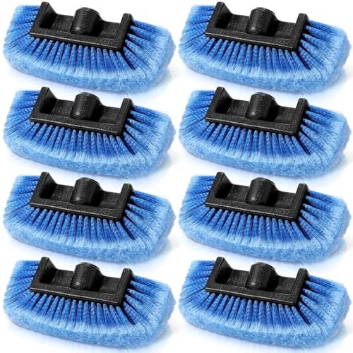 Set of 8 Blue Car Wash Brush Heads with Soft Detailing Bristle Flow Thru