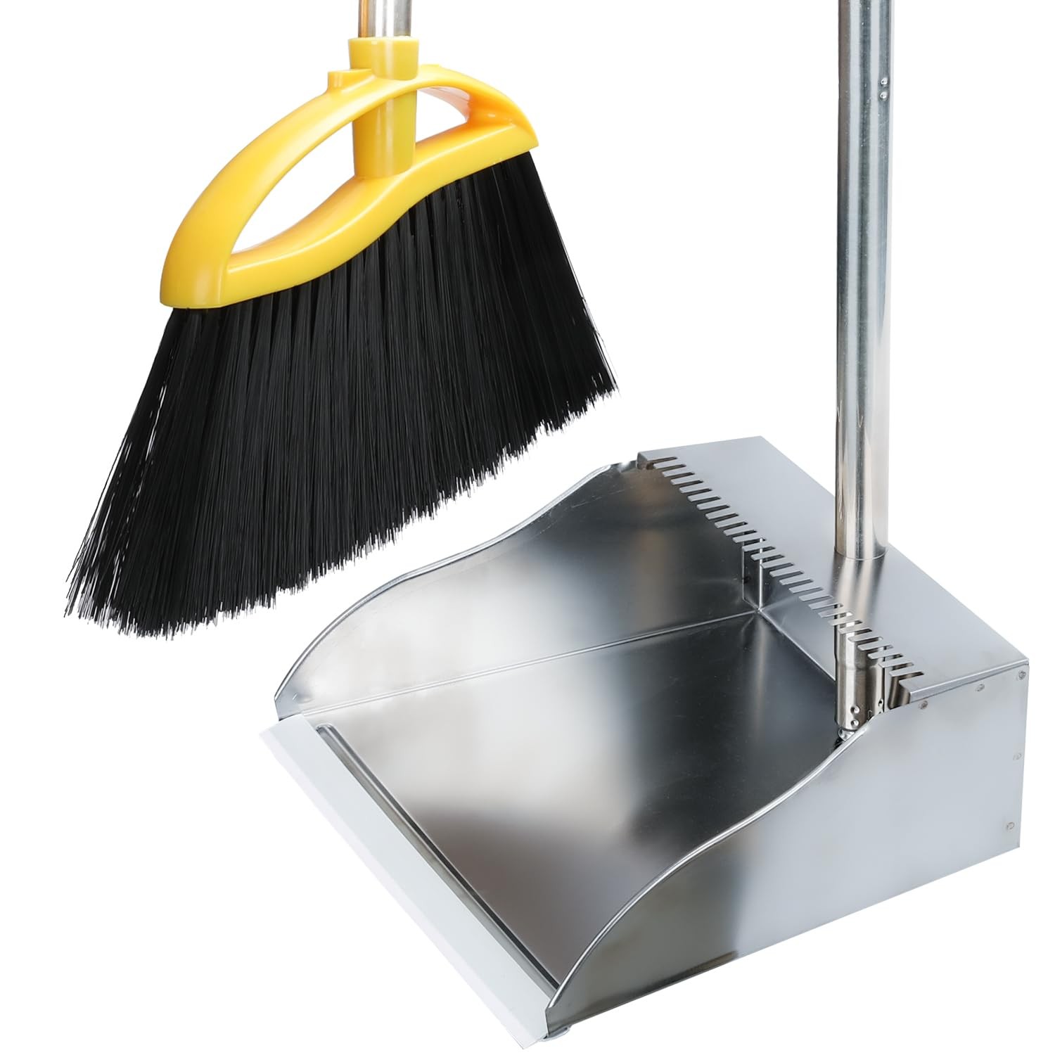 Broom And Stainless Steel Dustpan Set For Home Kitchen Indoor Soft Bristles