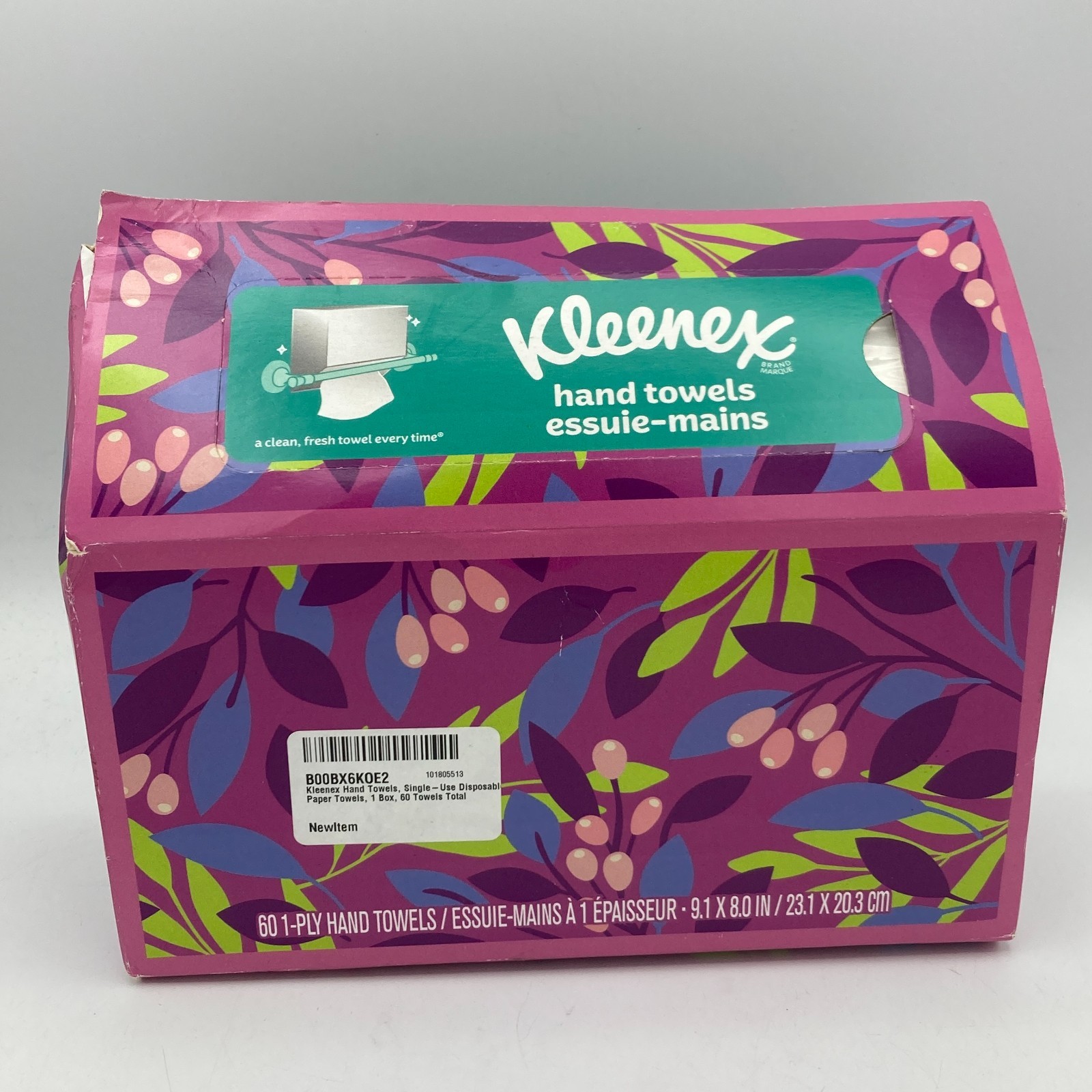 Kleenex Hand Towels Disposable Single-Use Paper Towels 60 Count Floral Box