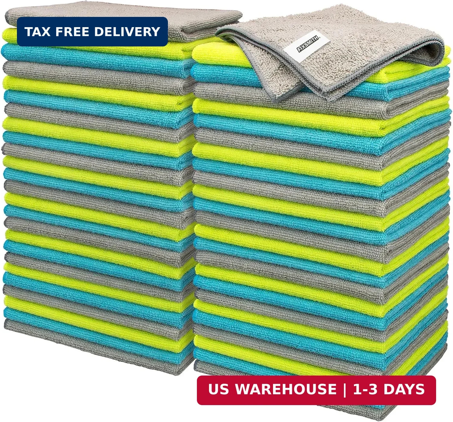 FIXSMITH Microfiber Cleaning Cloth – Pack of 50, Microfiber Towels for Cars 16 x
