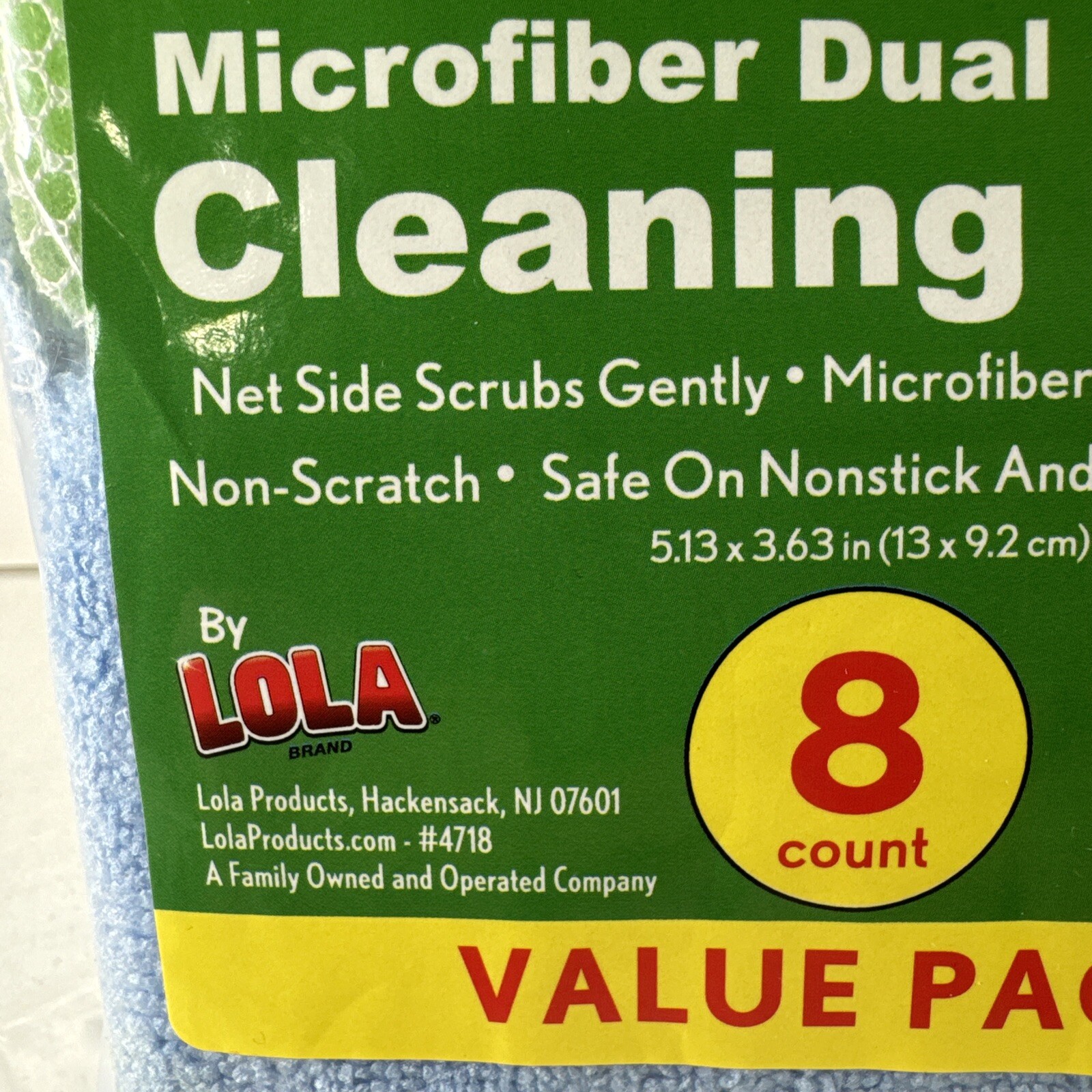 NEW LOLA Microfiber Cloth w Nylon Net & Microfiber Side Cleaning Pads – 8PK