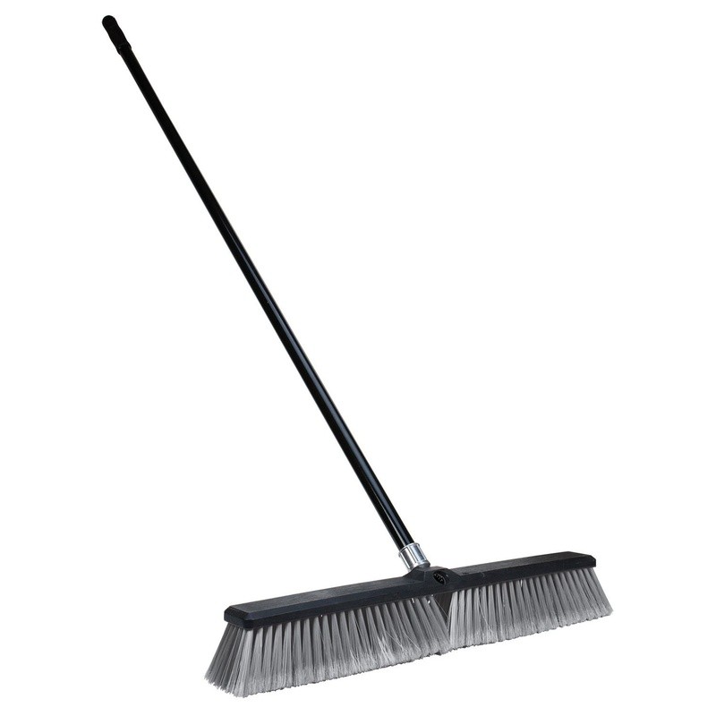 24in Shop Broom Steel Handle Soft Bristles Durable Polypropylene Cleaning Tool