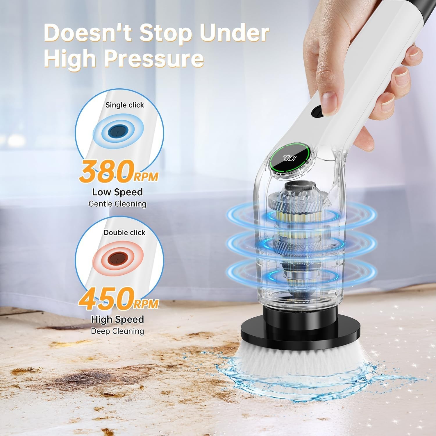 Electric Spin Scrubber Cordless Shower Scrubber with 8 Brush Heads 2 Speed Ad…