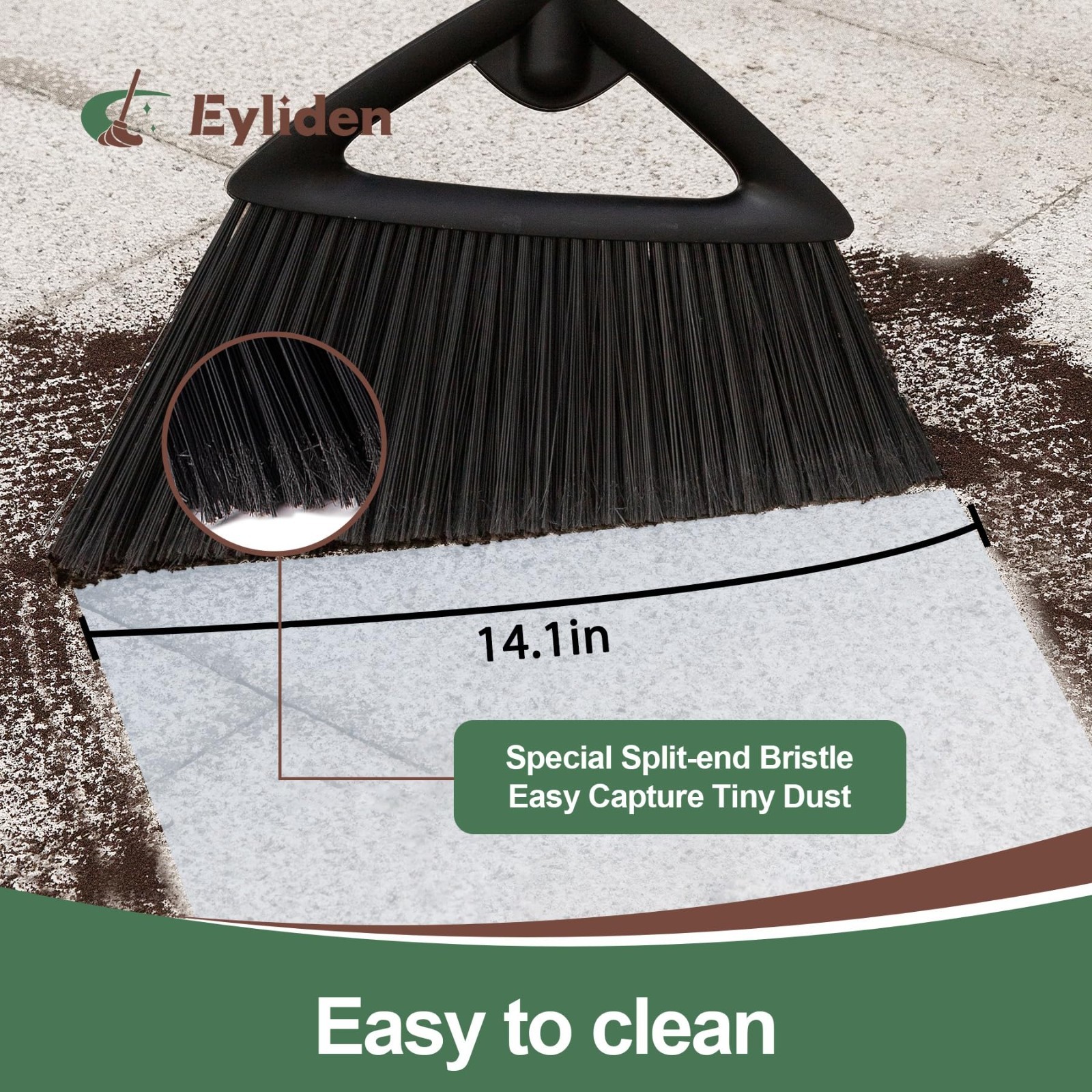 Heavy-Duty Angle Broom 57″ Long Handle – Indoor/Outdoor Cleaning Tool, Fine Dust
