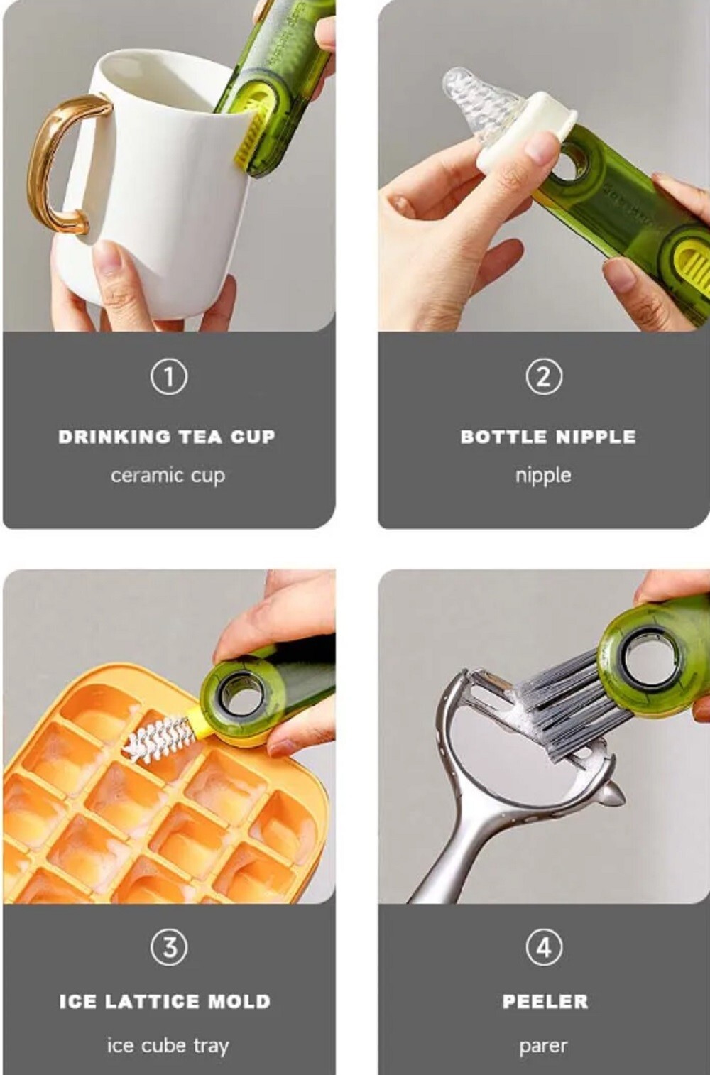 3-in-1 Cleaning Brush Set for Bottle, Cup, Lids & Straws – Multi-Use Cleaner Kit