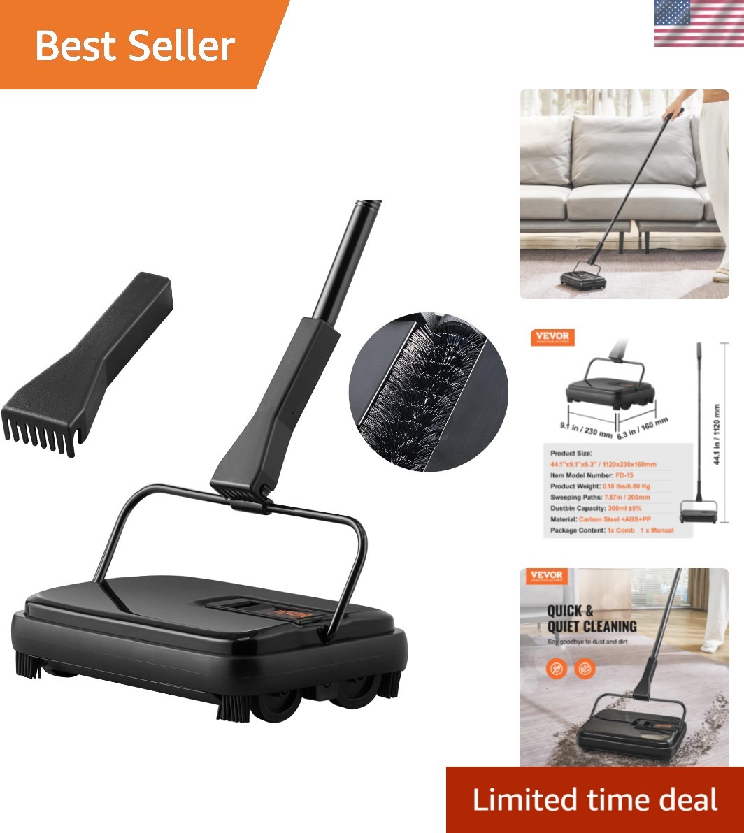 Carpet Sweeper, 7.87 in Sweeping Paths, Floor Sweeper Manual Non Electric, 30…