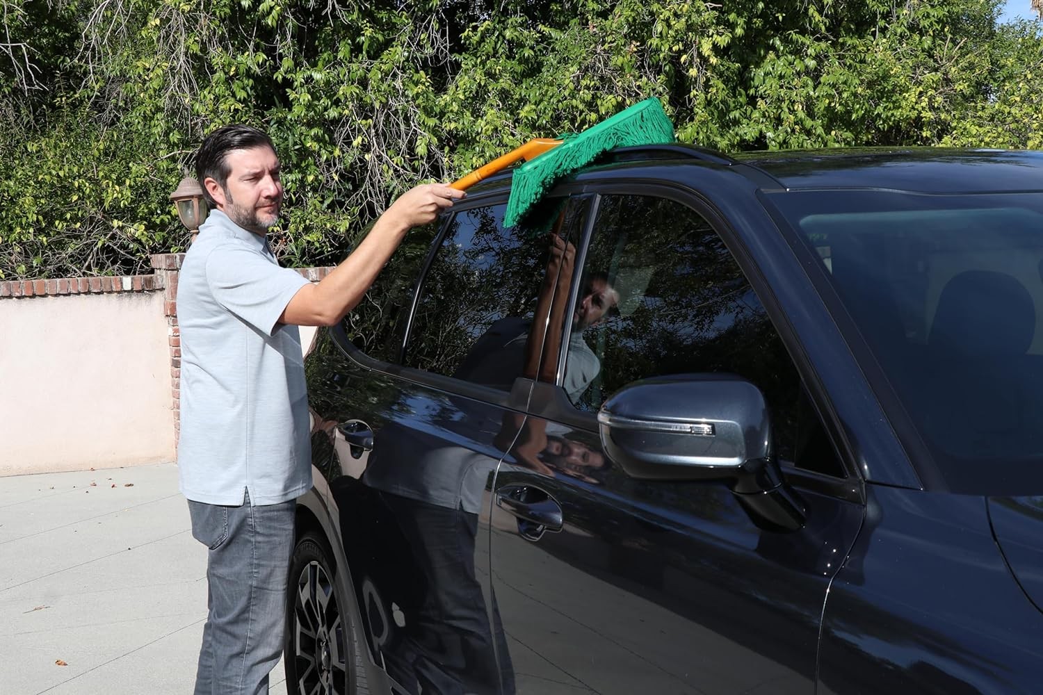California Car Duster Standard Auto Car Duster with Wood Handle Green Mop 2 Pack
