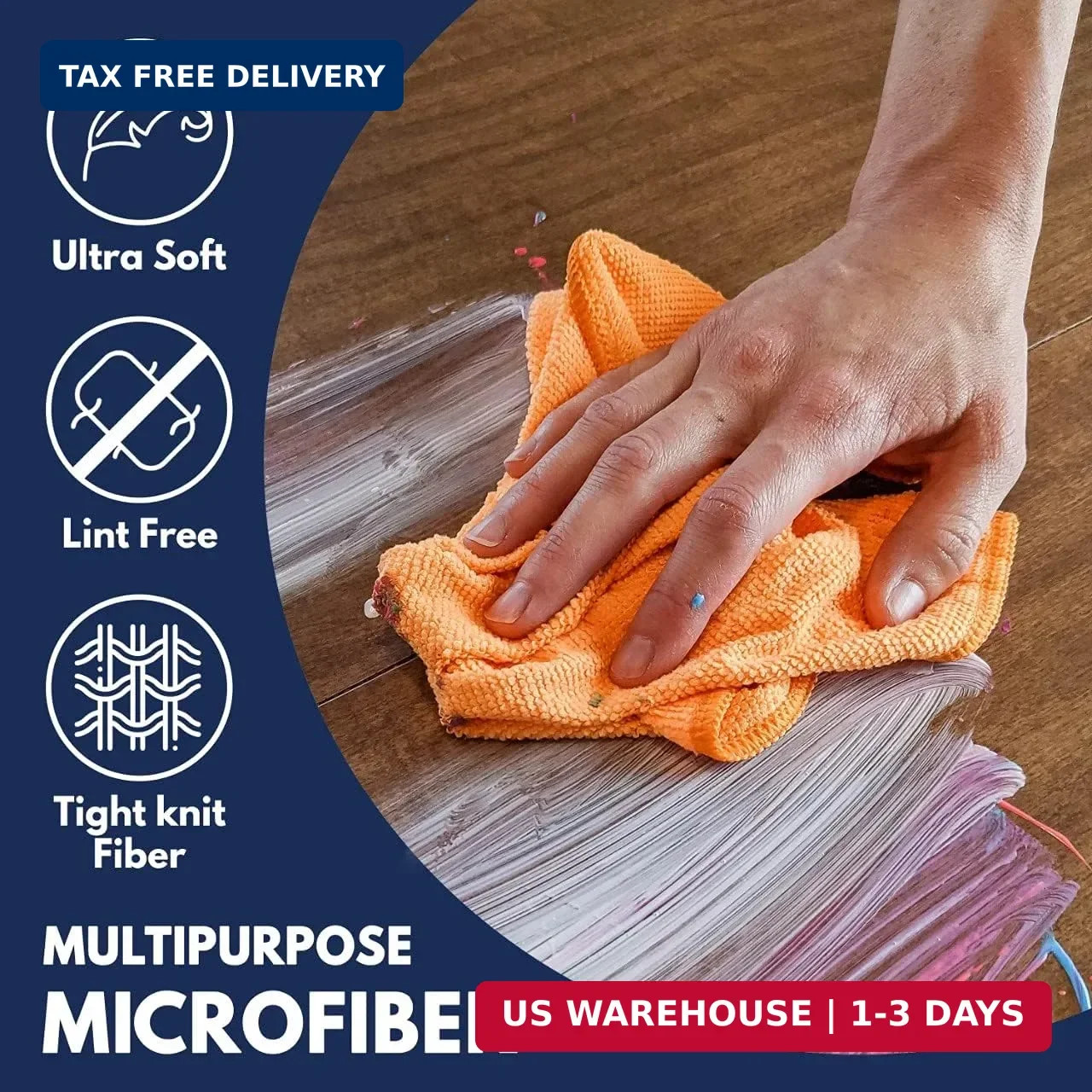 USANOOKS Microfiber Cleaning Cloth – 8 Pcs 12″x11″ – High Performance – 1200 Was