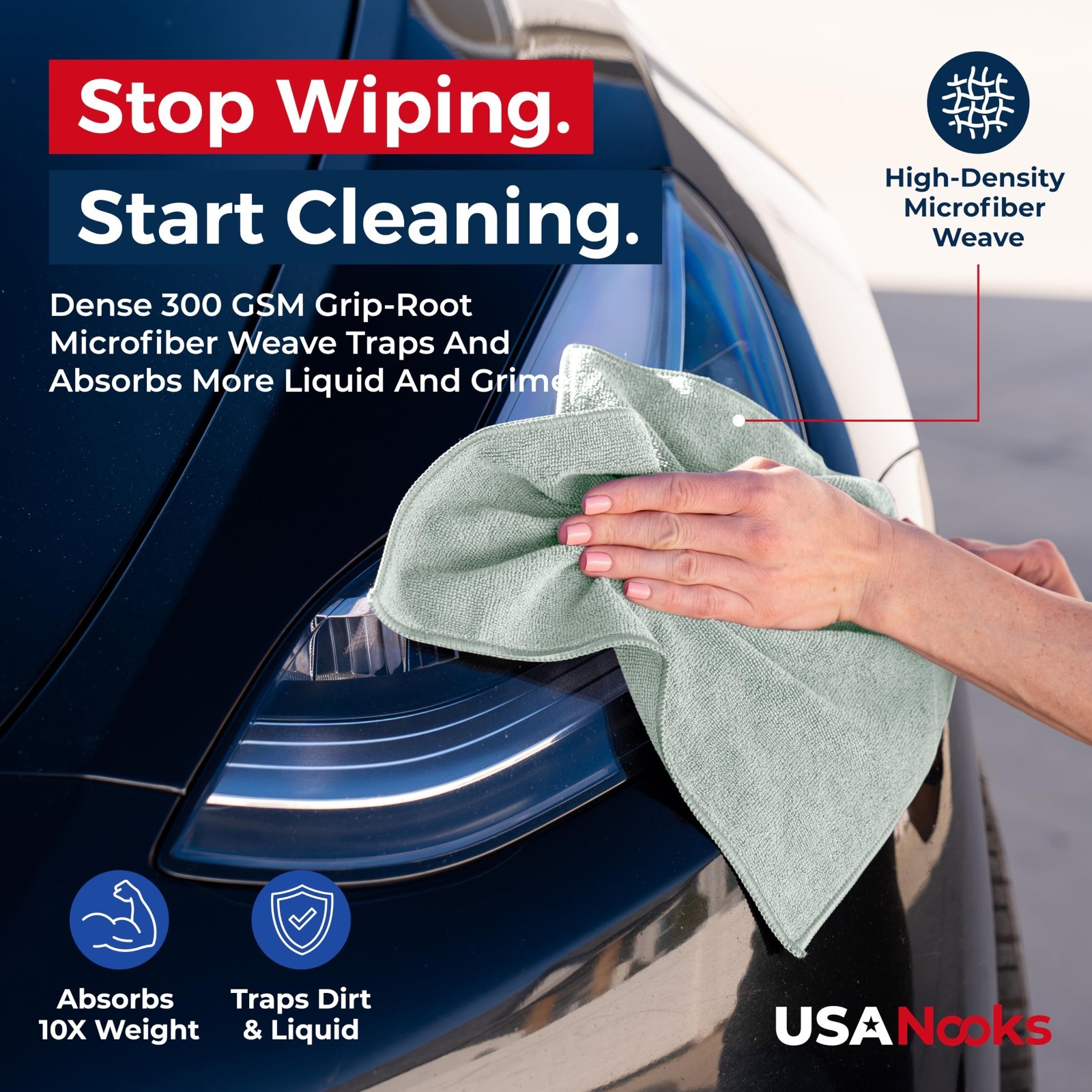 Microfiber Cleaning Cloths – 12 Pack Sea Green, Ultra Absorbent, Streak-Free Shi