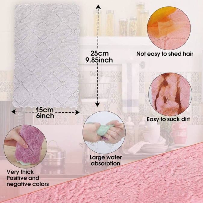 10pcs Microfiber Kitchen Towels Random Colors Super Absorbent Cleaning Cloths