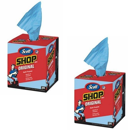 Scott 75190 200 Count Original Blue Disposable Shop Towels – Quantity 2