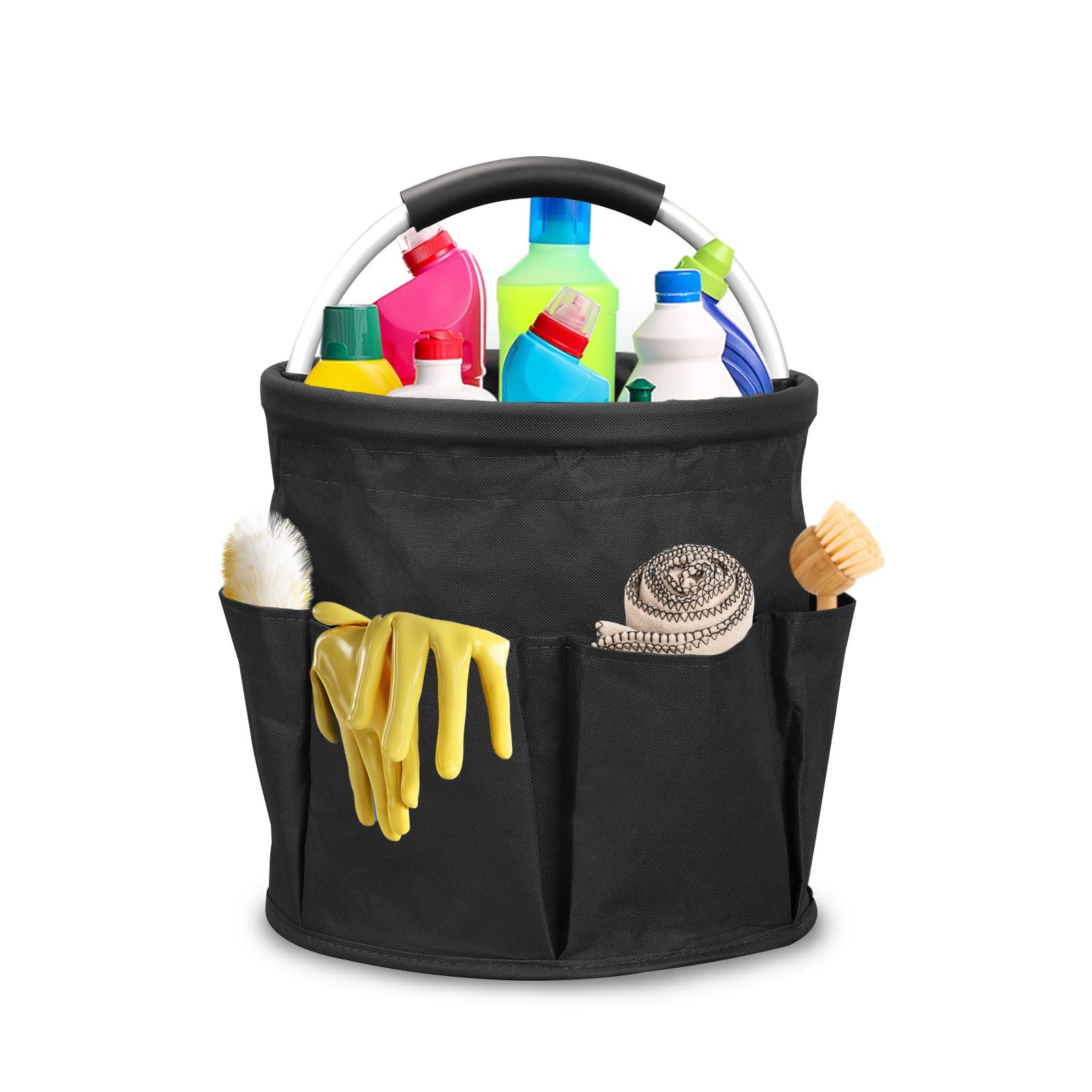 17L Cleaning Caddy with Handle, Cleaning Supply Caddy (Black)