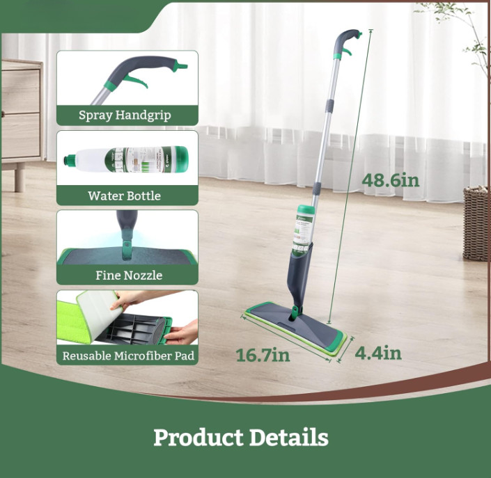 Mopa Spray con Limpiador Multiusos y 2 Paños Microfibra para Suelos, Nuevo