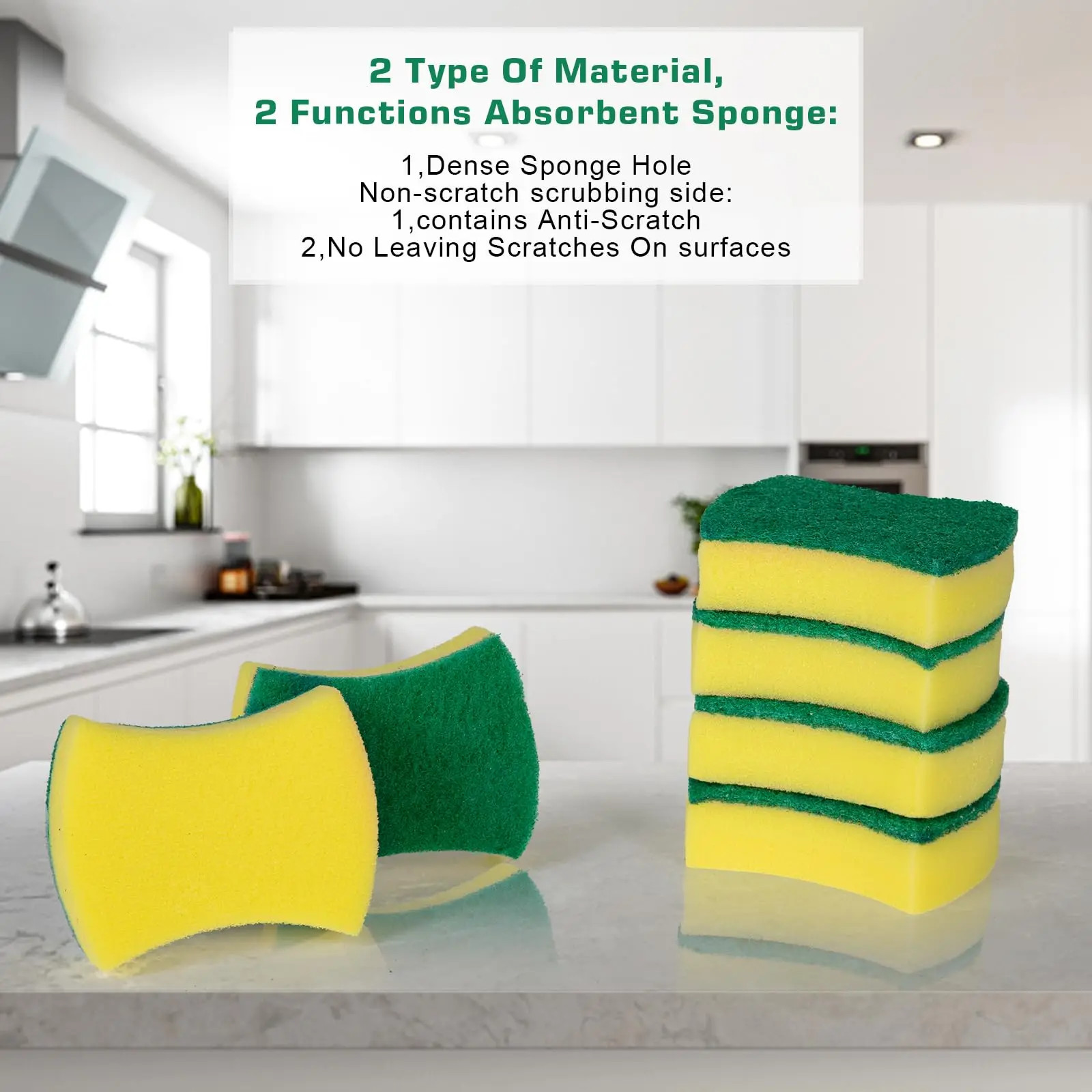 10pcs Cleaning Sponges Dish Scrubber Soft & Heavy Duty Microfiber Kitchen Sponge