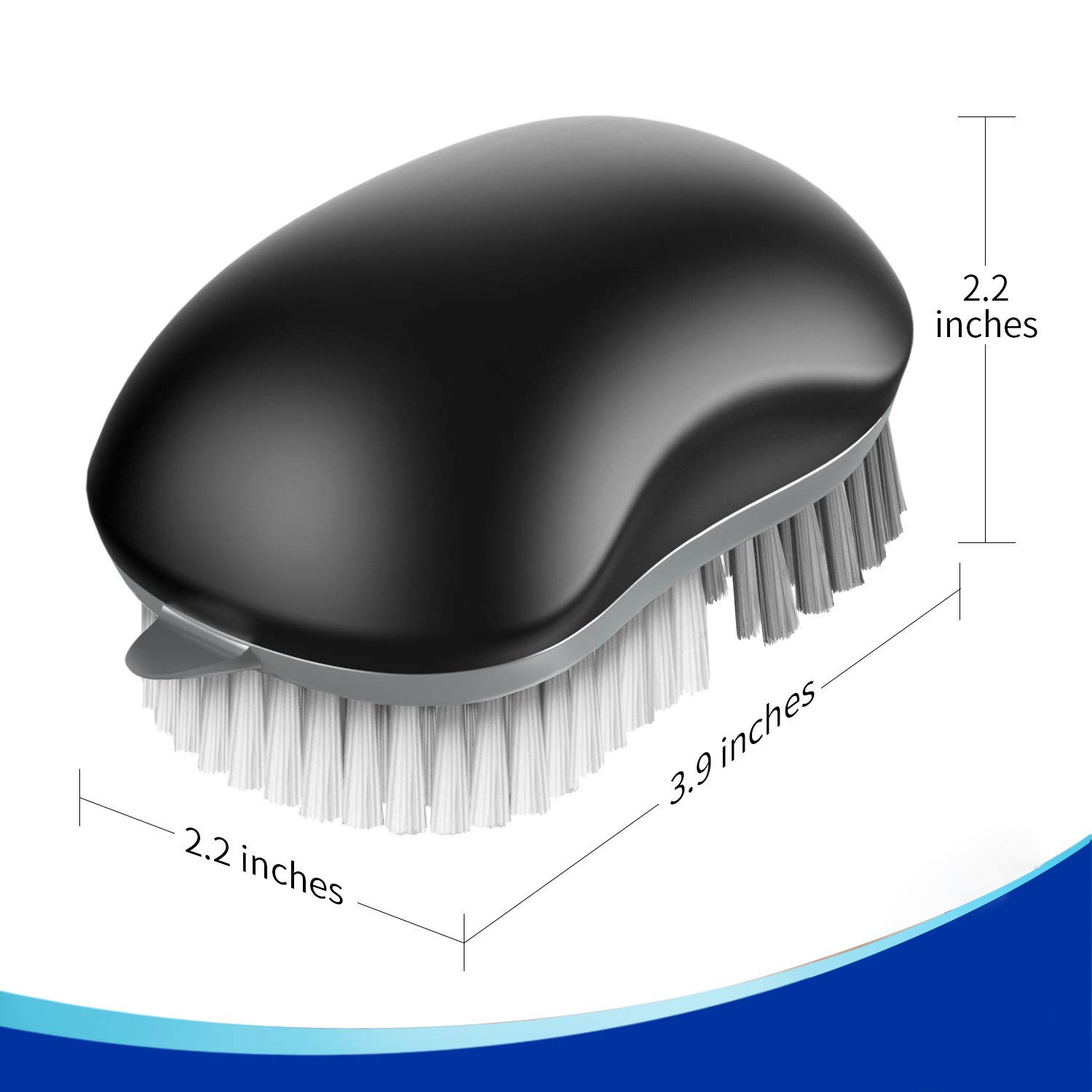 Fruit Scrubber Brush, Durable Nylon Bristles, Easy Grip, 2 Pack, Black