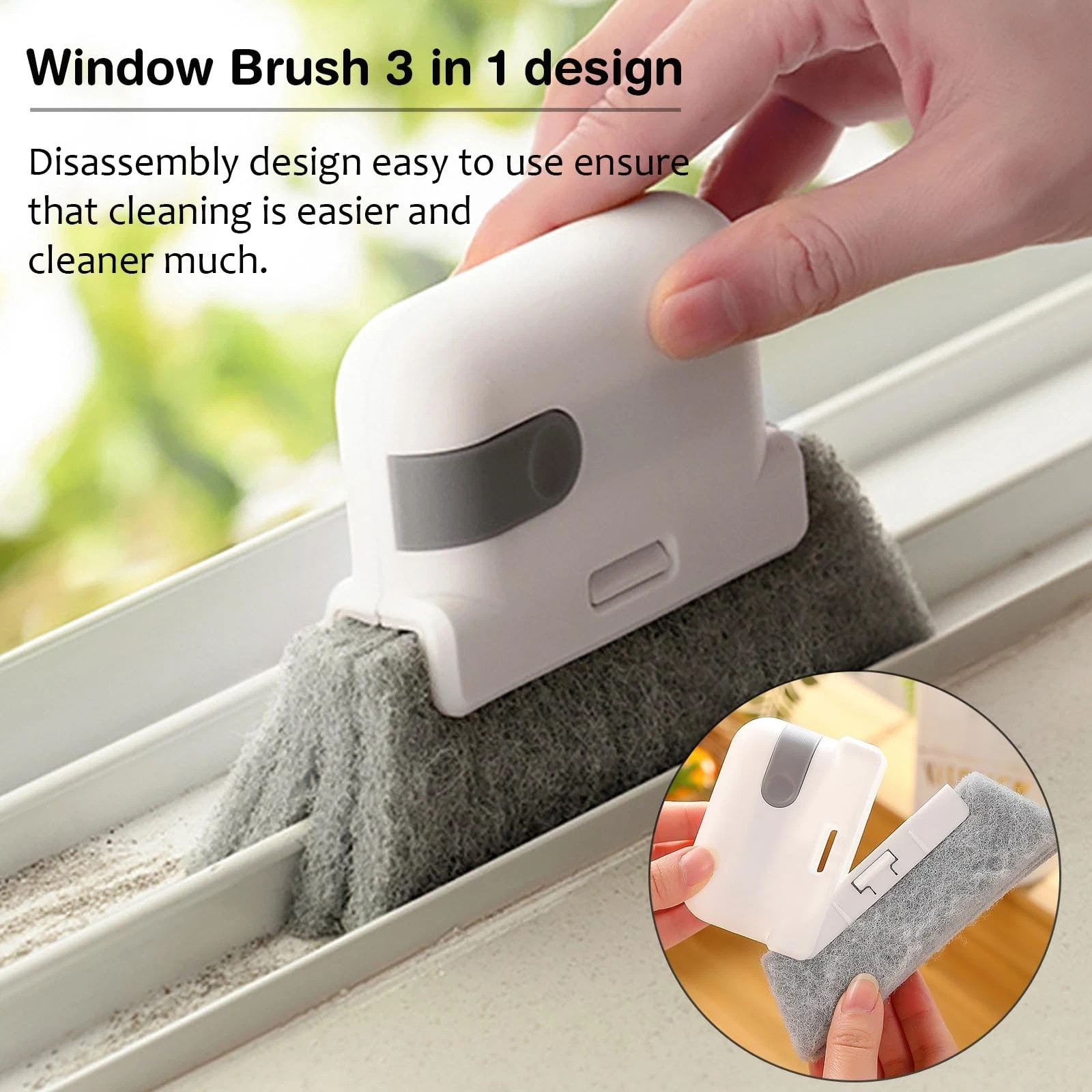 2 Pack Window Cleaning Brush, Multifucation Groove Cleaning Brush for Households