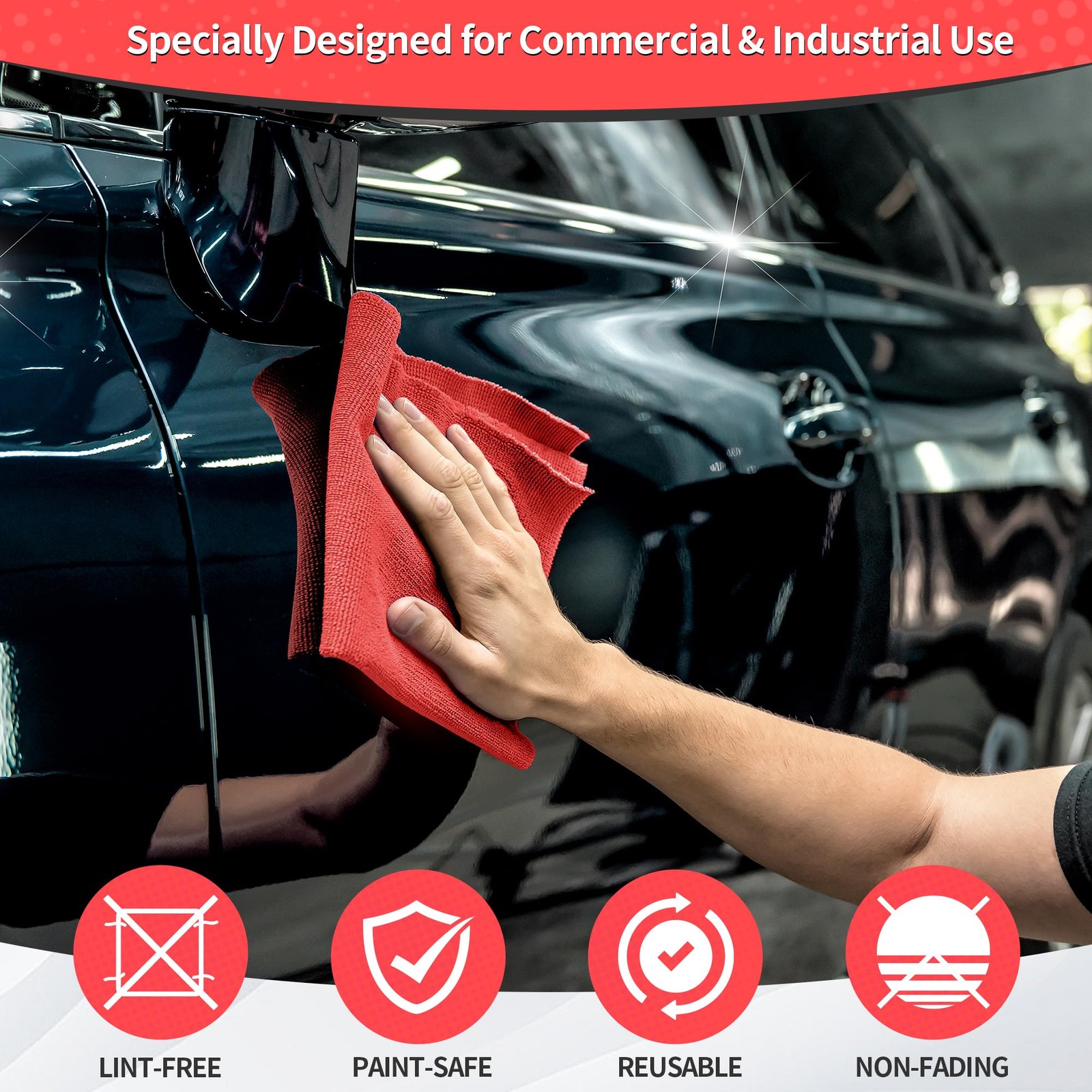 Shop Towel, 100 Pack Commercial Grade Work Rags Microfiber Towels for Cars Clean