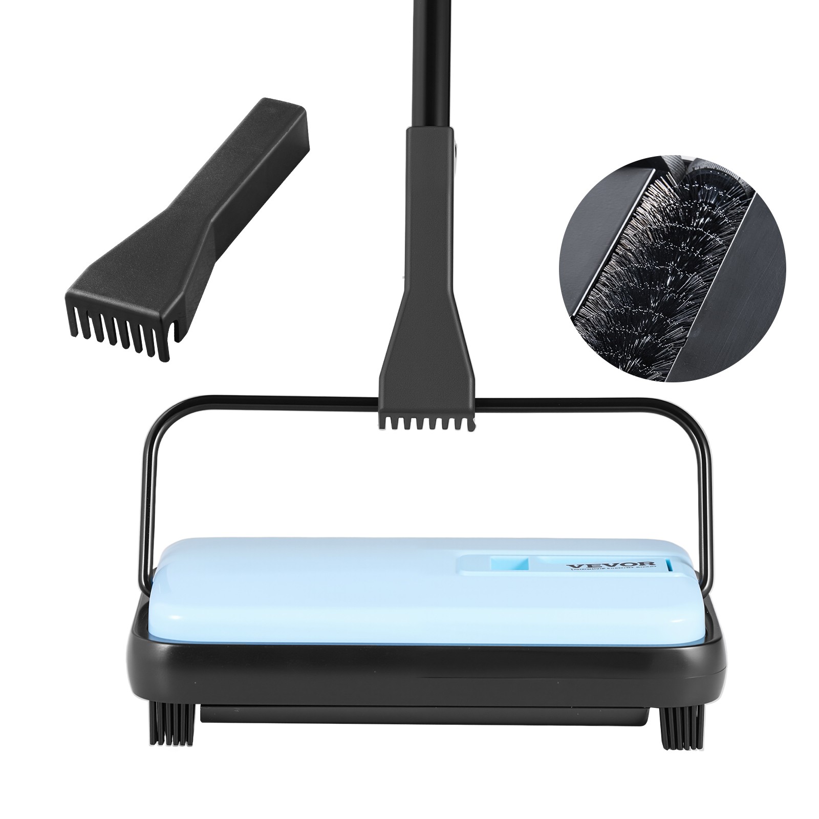 VEVOR Carpet Floor Sweeper Manual 6.7 in Width Sweeping Paths Non Electric Blue