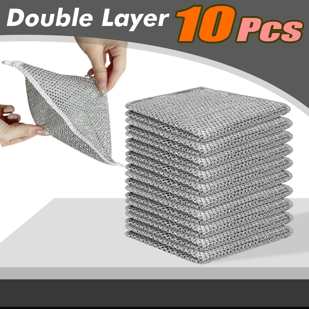BD Prime Ventures Silver Mesh Dish Cloths 3 Layer – Non Scratch, Odor Free, Q…