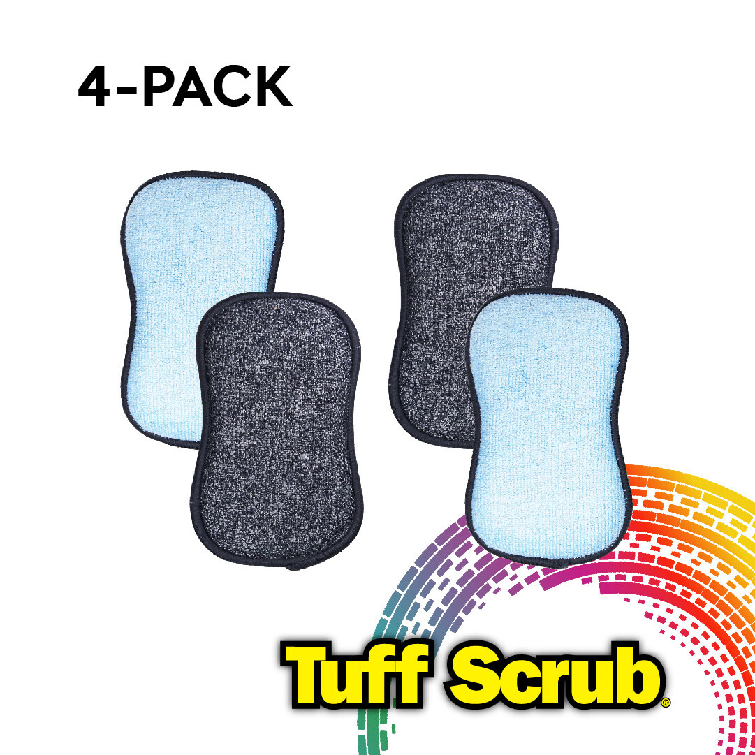 Original Tuff-Scrub 2in1 Microfiber Cleaning Sponge Pads, Highest Quality 4 Pads
