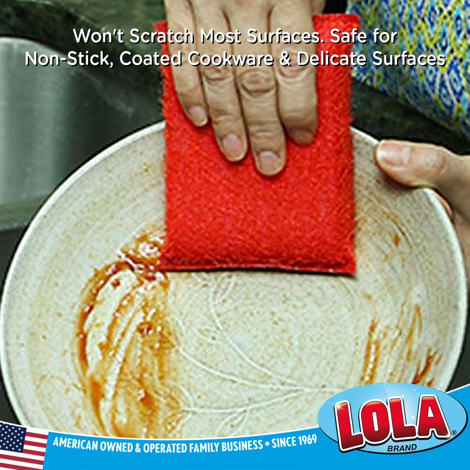 Scruffy Jumbo Scouring Pad 144 Pk – Reusable Wire Cloth w/Foam Sponge by LOLA