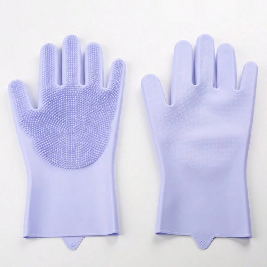 1Pair Dishwashing Gloves Waterproof Silicone Cleaning Scrubber Kitchen Tools USA