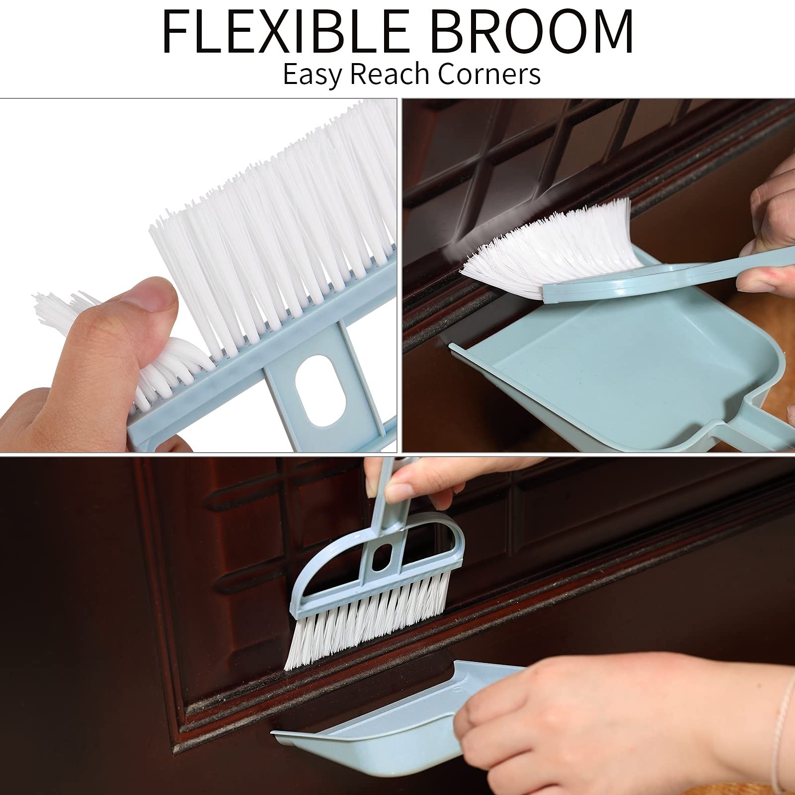 Lamoutor 3 Pack Mini Hand Broom and Dustpan Set Small Dust Pans with Brush Se…