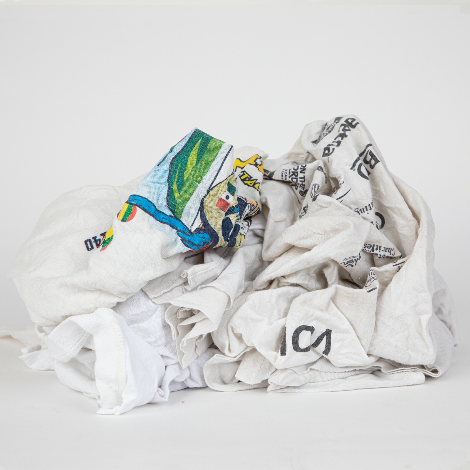 Recycled T-Shirt Rags for Cleaning, Package Size Options, Multi-Purpose, White