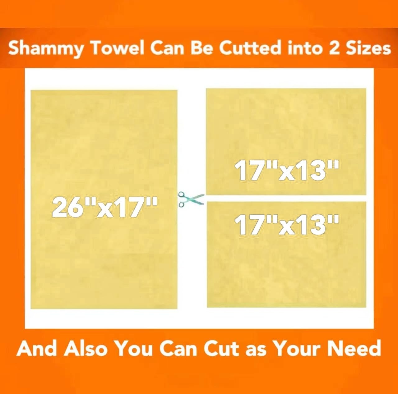 Premium Shammy Cloth for Car Drying – 2pk(26”x17”) – Super 2 Pack, Yellow